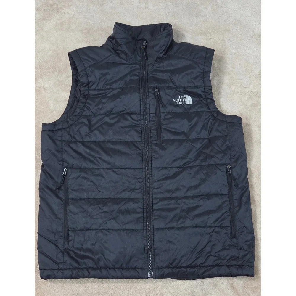The North Face Primaloft Puffer Vest Men's Medium Black Quilted Full Zip GOOD